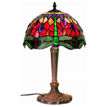 Tiffany-Style Purple/Red Dragonfly Lamp