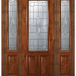 Pre-hung Sidelights Door 96 Wood Alder Versailles 2/3 Lite Glass - Front Doors