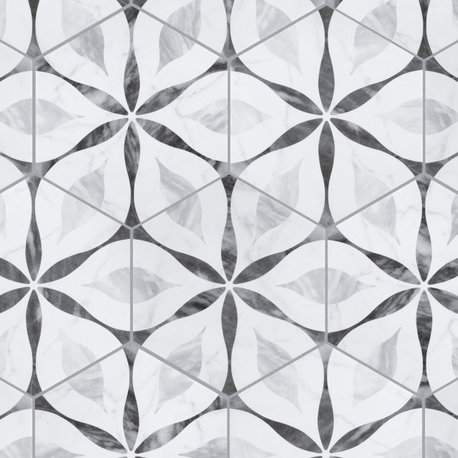 Classico Bardiglio Hexagon Flower Porcelain Floor and Wall Tile