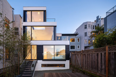 Inspiration for a modern three-story house exterior remodel in San Francisco