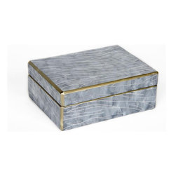 Waylande Gregory Grey Marble Glass Box - Home Decor