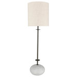 Surya - Rigby Table Lamp, 9"x32"x9" - Spice up your living areas with the Rigby lamp. This item is made in China and comprised of linen, metal, and stone. Easy to clean, this product only needs a quick wipe with a clean dry cloth. UL listed, store in a dry location. Bulbs are included with this lamp. Requires 1 60 Watt bulb(s).