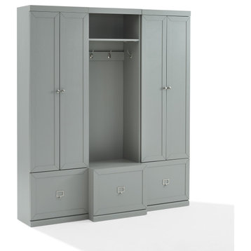Harper 3Pc Entryway Set Gray Hall Tree and 2 Pantry Closets