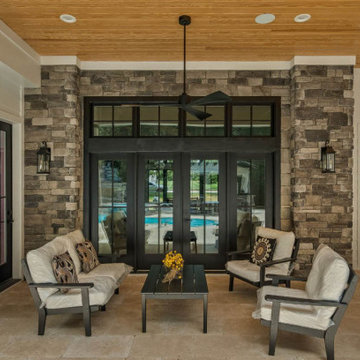 Check out this home done in our Centurion Norris Gray Stack and Ivory Travertine