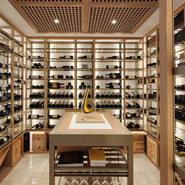 Wine Tasting Table with LED Lighting - Custom Wine Room, Miami FL
