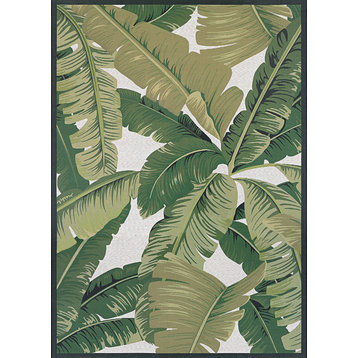 Couristan Dolce Palm Lily Hunter Green and Ivory Indoor/Outdoor Rug, 4'x5'10"