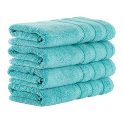 CLASSIC TURKISH TOWELS - Antalya Luxury Turkish Bath Towel Set, Aqua, 16"x30" - Bath Towels