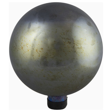 10" Gold & Silver Metallic Mirrored Glass Outdoor Garden Gazing Ball