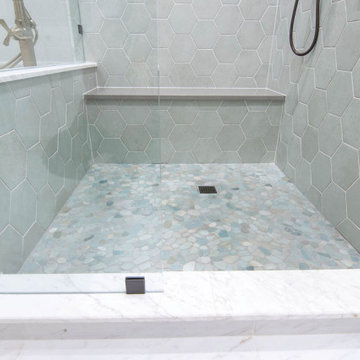 Contemporary Bohemian Primary Bath + Closet Remodel Overland Park, KS
