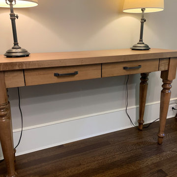 Custom Harvest Dining Table, Server and Dining Chairs