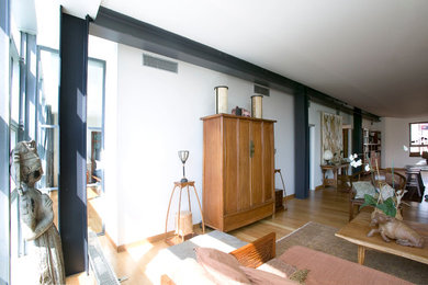 Trendy living room photo in New York