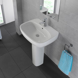 Moda 22" ceramic Pedestal Sink with overflow and one faucet hole - Bathroom Sinks