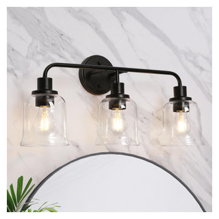 LALUZ 3-Light Modern Black Bathroom Vanity Light - Contemporary ...