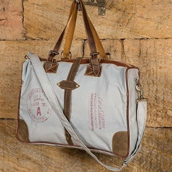 BARELY BLUE CANVAS TOTE WITH SUEDE CORNERS - Products