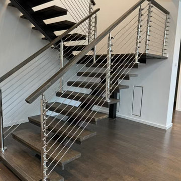 Two-Flight Staircase with Iron Balusters