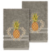 Linum Home Textiles Welcome Embellished, Dark Grey, Hand Towel, 2-Piece Set