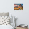 Sunset at Alpine Mountain Pass Rural Landscape Photo Wall Art Print, 12" X 16"