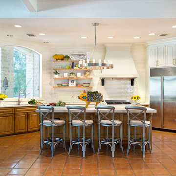 Two-Tone Kitchen with Dover White Uppers and Stained Lower Cabinets