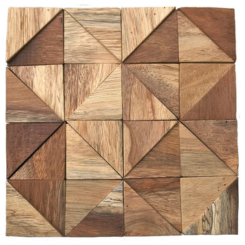 11 7/8"Wx11 7/8"Hx1/2"P Authentic Boat Wood Mosaic Wall Tile, Natural Finish