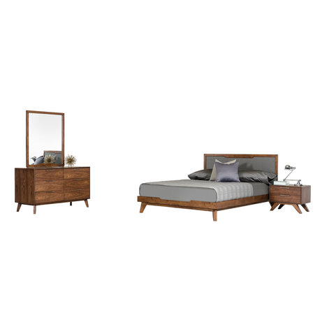 Nova Domus Soria Mid-Century Gray and Walnut Bedroom Set, Queen