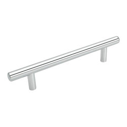 Cosmas - Cosmas 305-128CH Polished Chrome 5&rdquo; CTC (128mm) Euro Bar Pull [5-PACK] - Cabinet And Drawer Handle Pulls
