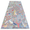 Ice Gray, Afghan Peshawar with Birds of Paradise, Natural Dyes Rug 4'2"x9'8"