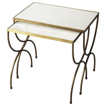 Butler Bacchus Marble & Iron Nesting Tables, 2-Piece Set