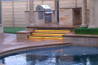 Inspiration for a mid-sized mediterranean home design remodel in Oklahoma City