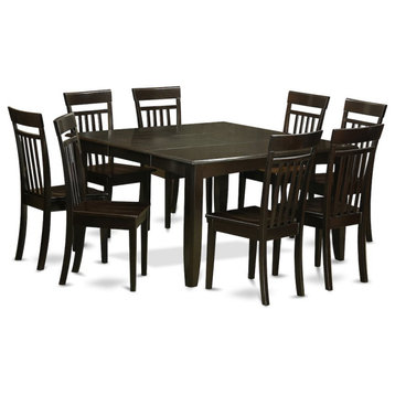 9-Piece Dining Room Set Table With Leaf and 8 Chairs, Cappuccino