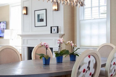 Example of a trendy dining room design in Boston
