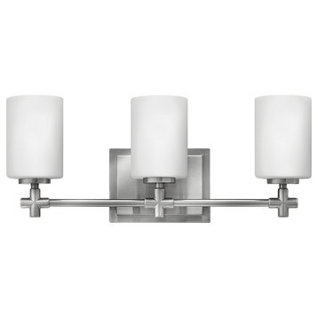 Laurel Bath Three-Light in Brushed Nickel With Etched Opal Glass