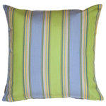 Pillow Decor Ltd. - Pillow Decor - Sunbrella Bravada Limelite 20 x 20 Outdoor Pillow - Snazzy stripes of blue and green create this stylish outdoor pillow. Sunbrella Outdoor fabric, Bravada Limelight. Mixes well with other pillows in the series for a sophisticated touch. Add some softness and comfort to your sunroom or outdoor room today!