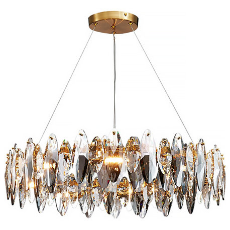 Vado Ligure | Round Gray Chandelier With Big Crystals, 19.7''