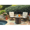 Predmore Outdoor Swivel Lounge Chair in Beige/Brown (Set of 2)