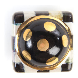 Petit Four Square Knob - Courtly Check | MacKenzie-Childs - Cabinet And Drawer Knobs