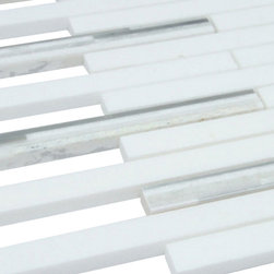 Bright White Matte Random Brick Pattern Marble Stone Tiles - Home Accessories & Decor