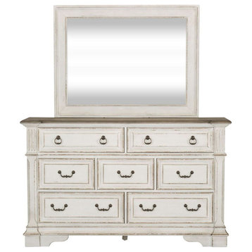 Liberty Furniture Abbey Park Dresser with Mirror in Antique White