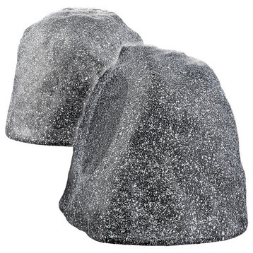 8" 200W Weather Resistant Outdoor Rock Speaker Pair, Grey
