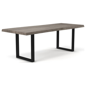 Brooks Dining Table, Sandblasted Gray, Black, 40"x79", U Base