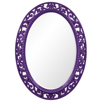 Suzanne Oval Mirror Custom Painted, Traditional, 30 X 38, Glossy Royal Purple