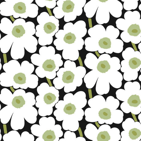 Black Pieni Unikko Peel & Stick Wallpaper, Bolt