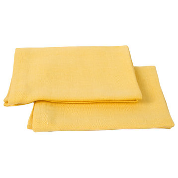Linen Prewashed Lara Hand Towels, Set of 2, Yellow, 33x50cm