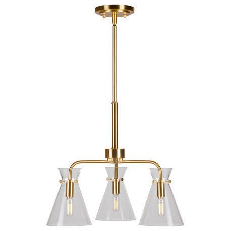 3-Light Soft Gold Chandelier, Soft Gold