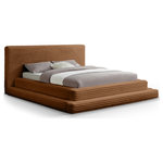 Meridian Furniture - Drew Upholstered Bed, Saddle, Full, Corduroy Fabric - Sweet slumber comes easier when you're snuggled up in this Drew saddle corduroy fabric full bed. Upholstered in the softest saddle furry textured corduroy fabric from top to bottom, this handsome bed looks just as cuddly as your favorite teddy bear. Simplistic by design, the bed features a triple tier design to give it added visual appeal. A high headboard lends a dramatic touch to this bed, making it a focal point in your bedroom sanctuary.