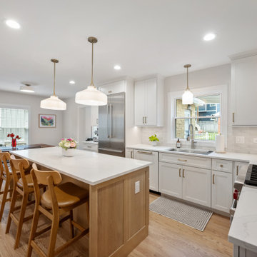 Rift Cut White Oak Island with Pure White Perimeter Cabinetry