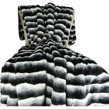 Plutus Wild Chinchilla Faux Fur Handmade Bedspread, 102"x116"