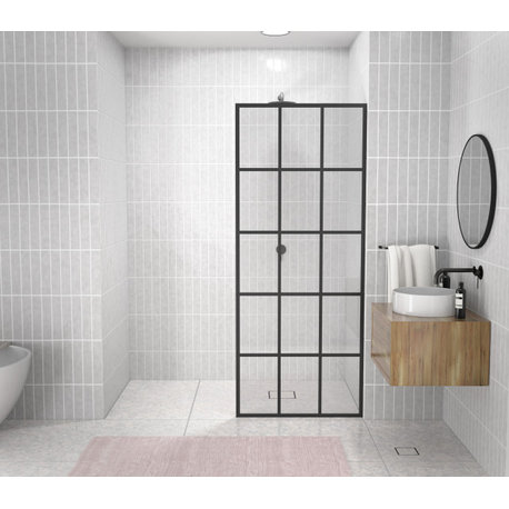 Glass Warehouse 78"x32" French Monture Noir Single Fixed Panel