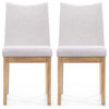 GDF Studio Gertrude Fabric & Wood Finish Dining Chairs, Set of 2, Light Beige/Oak Finish