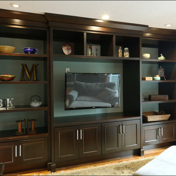 Kitchen & Media Wall Espresso Brown Cabinetry