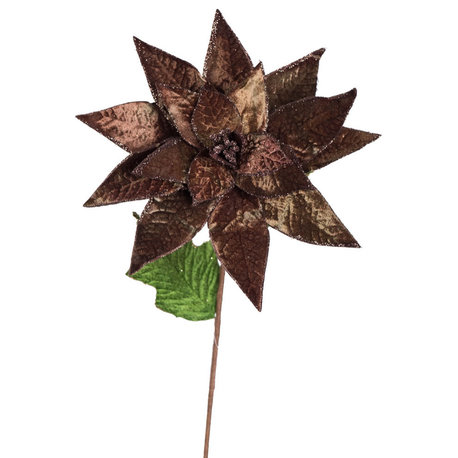 Artificial Poinsettia Stem Floral Stem , Chocolate, 24"